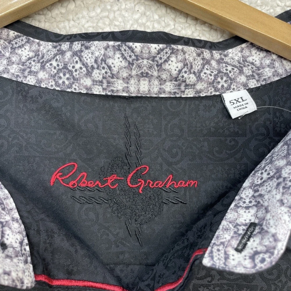 Robert Graham Button Down Mens 5XL Black Windsor Classic Paisley Jacquard NWT - Picture 5 of 10
